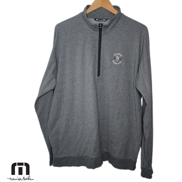 Travis Mathew Mens XL Grey U.S. Open L/S Athletic 1/2 Zip Pullover Golf Sweater - Picture 1 of 5